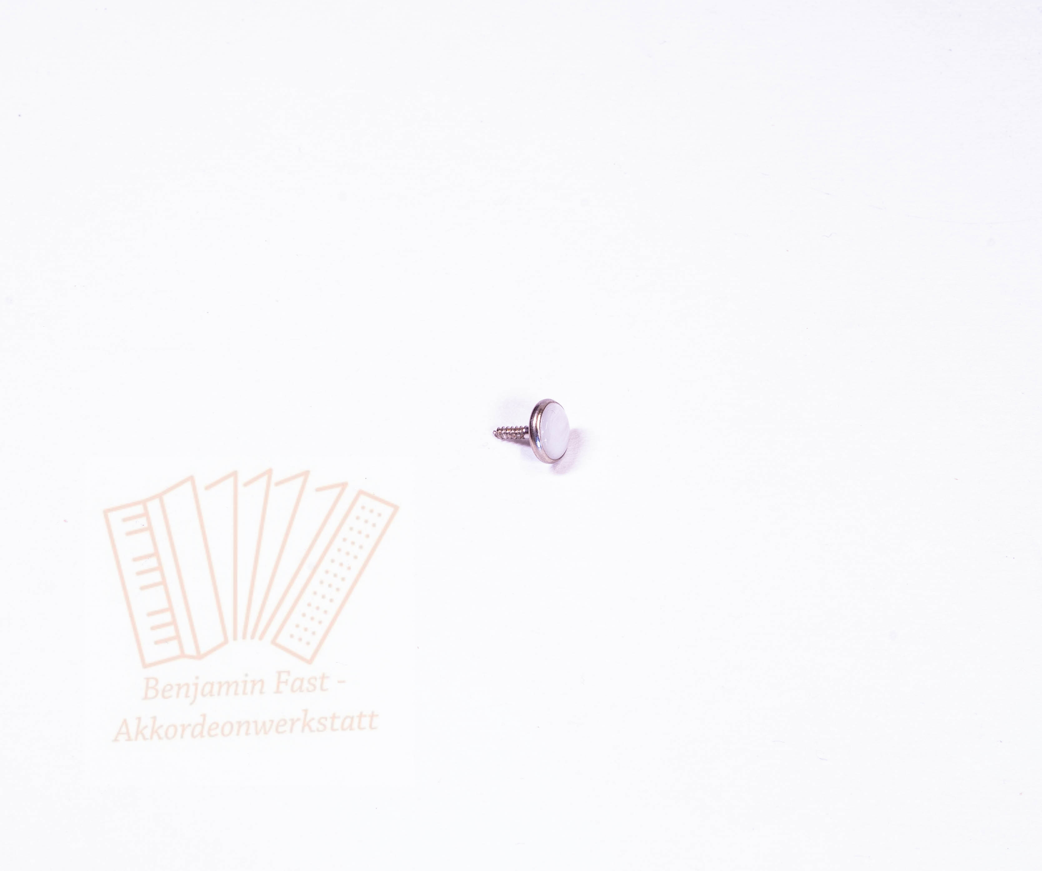 Bassknopf weiß/silber 9,6mm glatt Gewinde