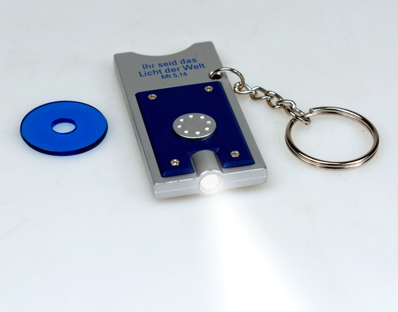 Schlüsselanhänger mit Einkaufswagenchip - blau