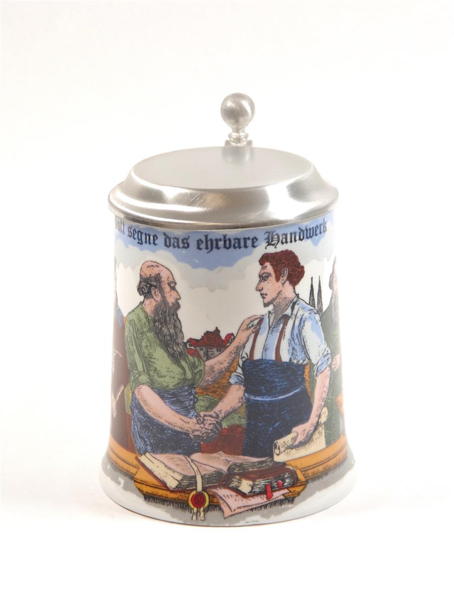 Bierkrug Handwerk Porzellan Zinndeckel Dr. Merkle Bierkrug Handwerk Porzellan Zinndeckel Dr. Merkle