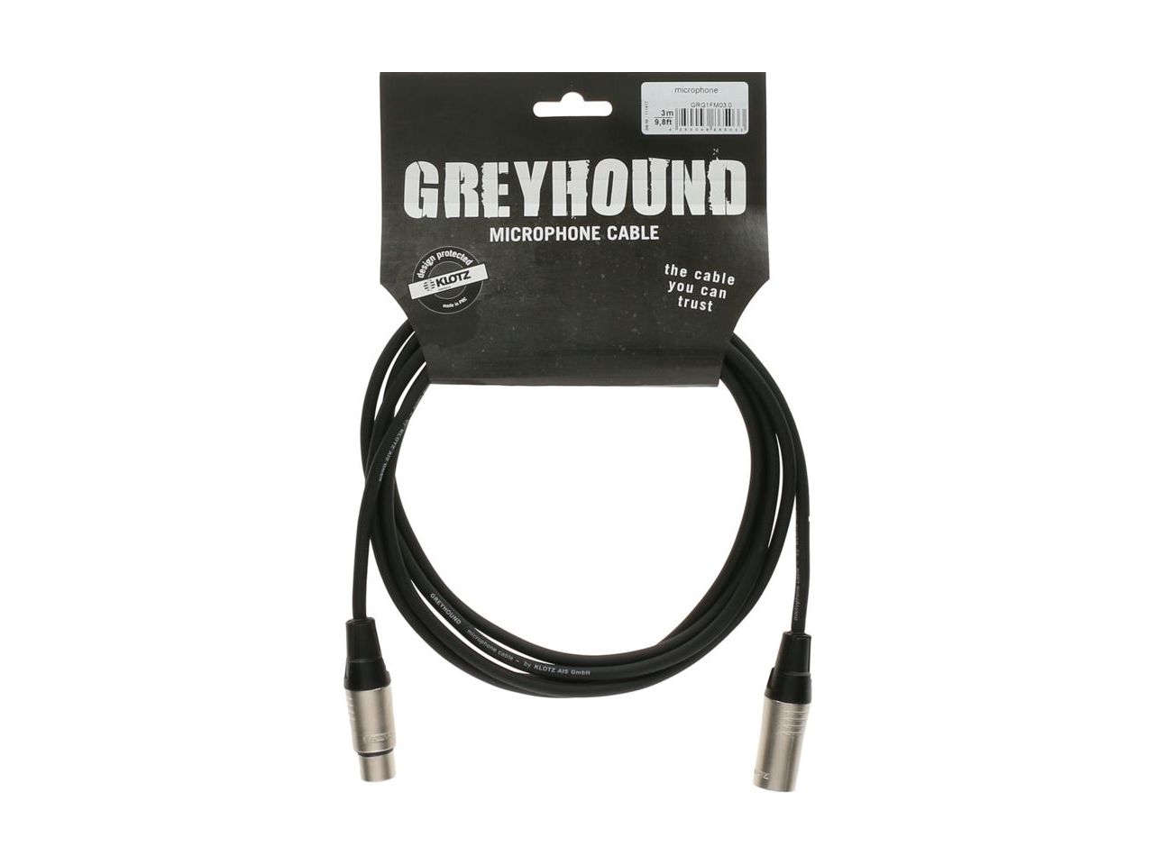 Mikrofonkabel Klotz 3m Greyhound XLR-XLR schwarz Mikrofonkabel Klotz 3m Greyhound XLR-XLR schwarz