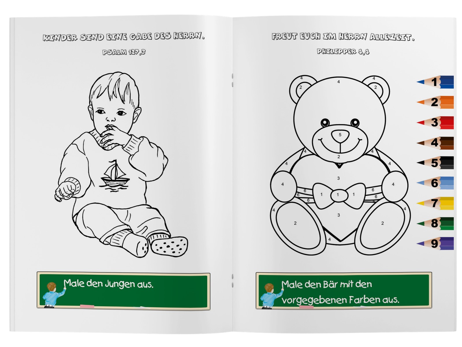 Malheft mit Aufgaben