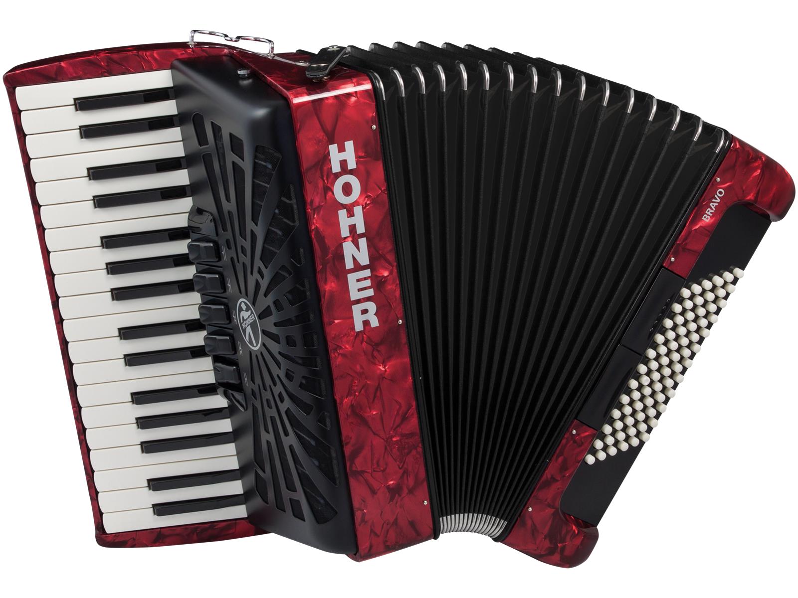 Akkordeon Hohner Bravo III 72 Bass rot