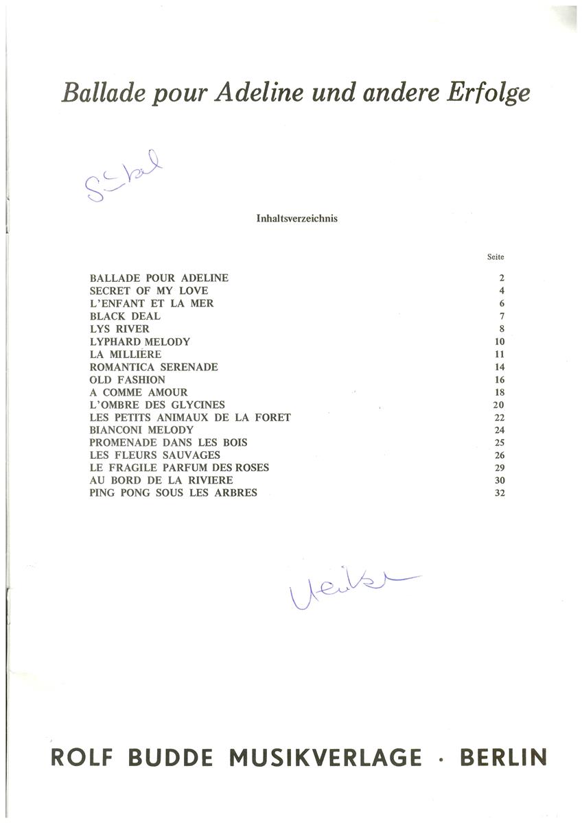 Ballade pour Adeline und andere Erfolge, Claydermann - Antiquariat Ballade pour Adeline und andere Erfolge, Claydermann - Antiquariat