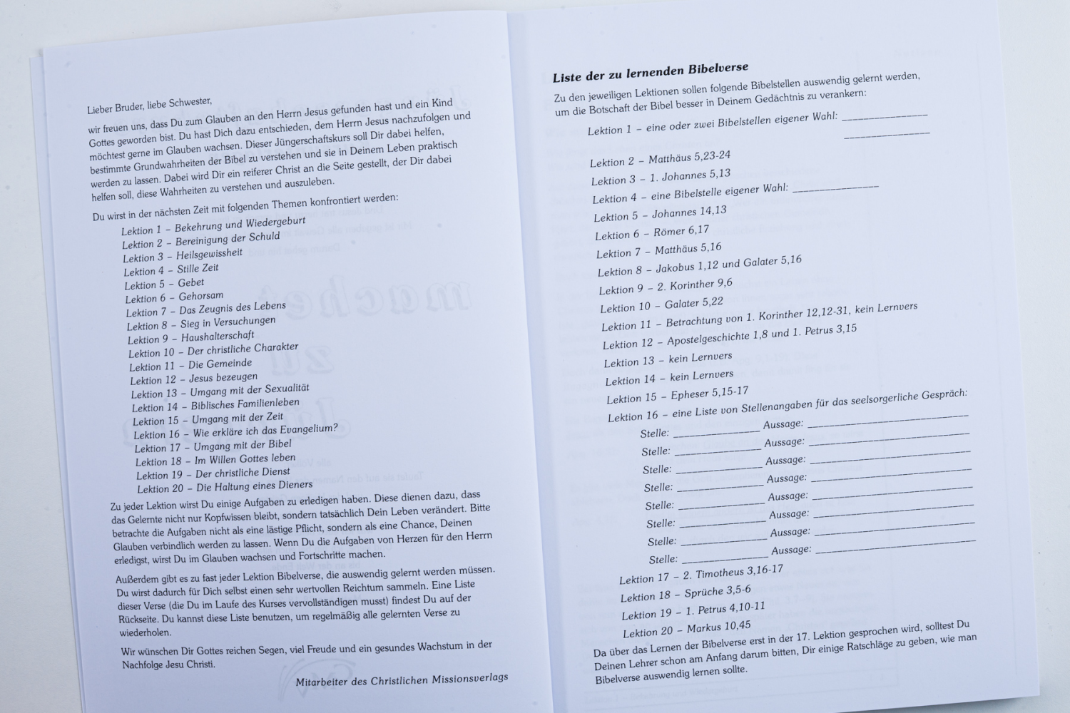 Jüngerschaftskurs "Machet zu Jüngern"
