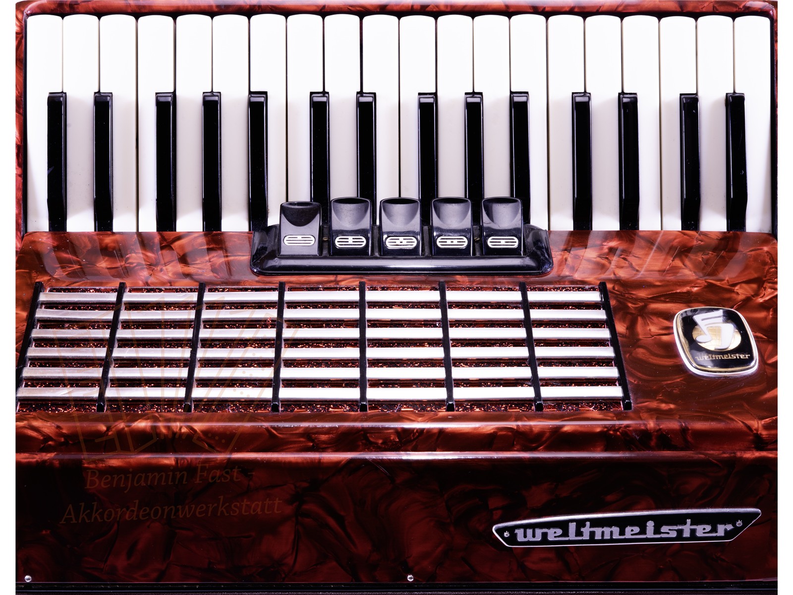 Akkordeon Weltmeister Stella 80 34/80/III/5/3 rot - gebraucht